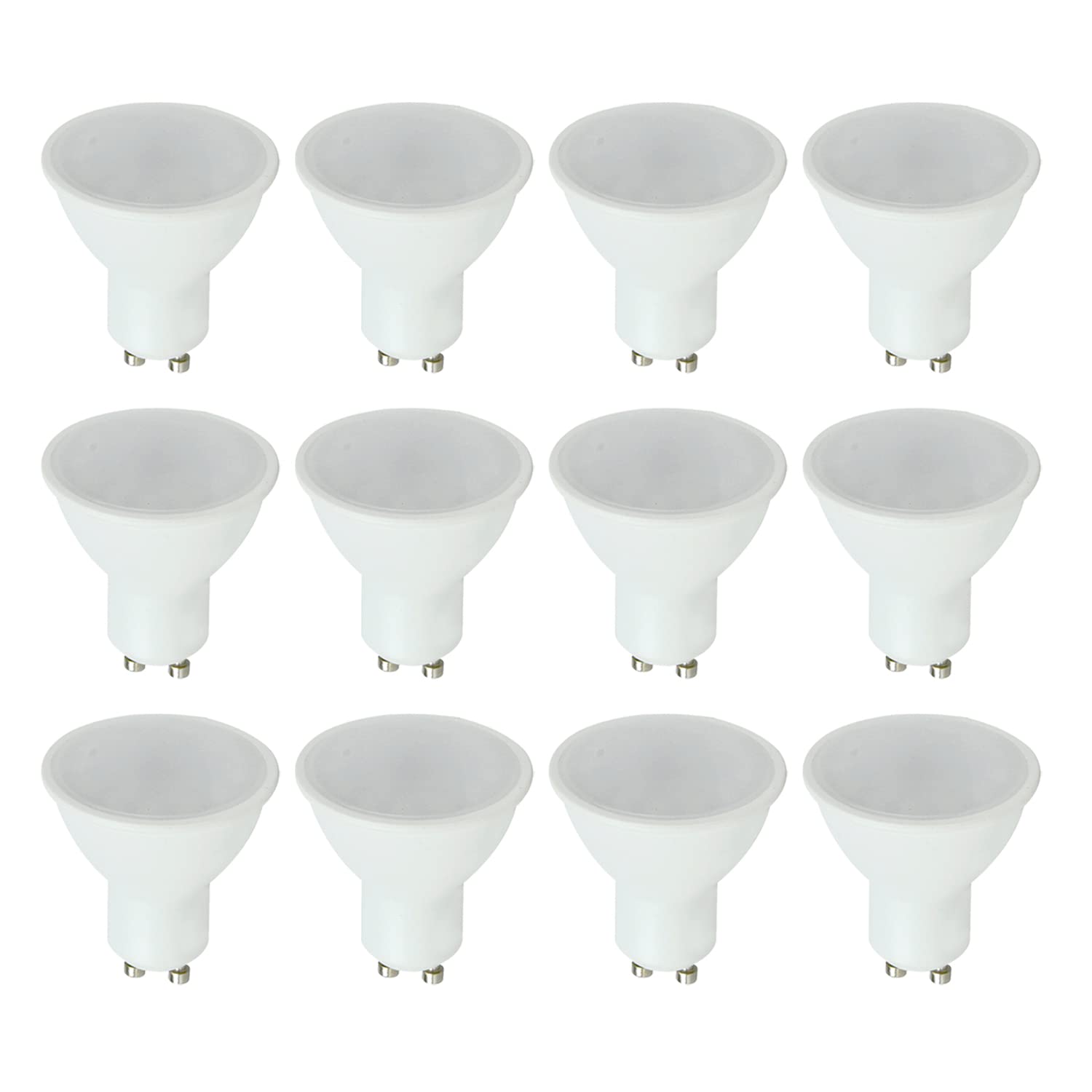 MiniSun | Thermal Plastic 5W Energy Saving LED GU10 Frosted Lens Bulbs | LED Bulbs, Home Décor & Improvement Essential | Pack of 12 | 6500K Cool White