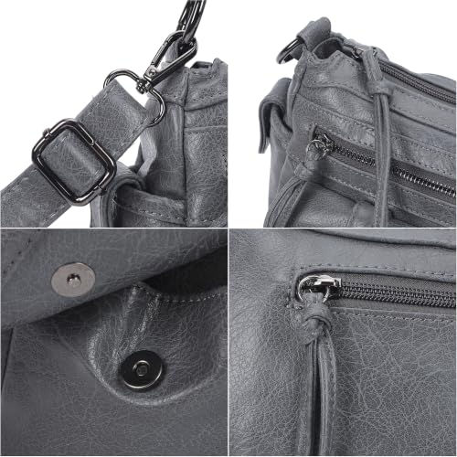 Image of Angel Kiss Hobo Purses for Women Crossbody Shoulder Bag Ladies Multi Pocket Handbags with Adjustable Shoulder Strap | Soft Vegan Leather