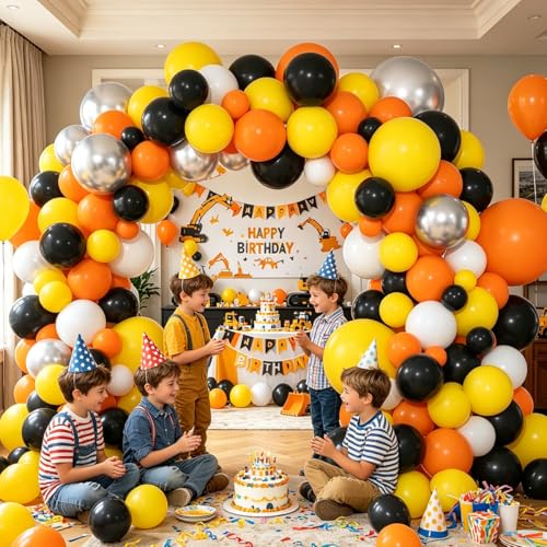 Ballons de construction orange et noir pour kit arche facile à monter - 2