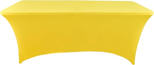 Miniatura 64 de Paquete de 2 Cubiertas de Mesa de Spandex Negro de 6 pies para Mesas Plegables Rectangulares Estándar - Manteles Elásticos Resistentes a las Arrugas