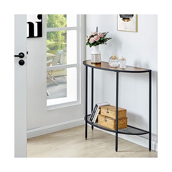 SAYGOER Console Table 2 Tier Narrow Entryway Table with Storage Half Moon Sofa Couch Table Mid Century Modern Small Entry Way Tables for Living Room Hallway Office Easy Assembly, Walnut Black - Image 6