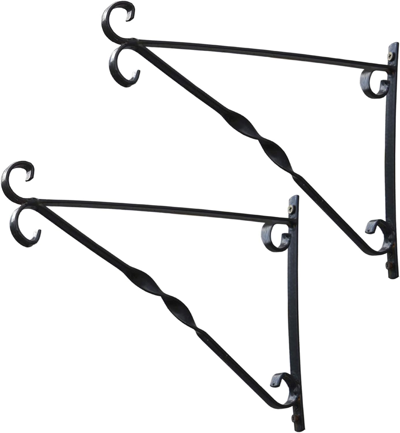 Thompson & Morgan Black Hanging Basket Wall Brackets In Metal With Fixings 25Cm X 36Cm 1, 2 Or 4 Brackets (Wall Bracket X2)