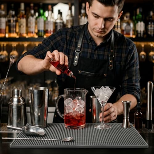 Tebery 3 Pack Rubber Bar Mat 18 x 12, Thick Durable and Stylish Bar Service Spill Mat, Non Slip Non-Toxic Grey Service Mat for Coffee, Bars, Restaurants Counter Top by Tebery - Image 8