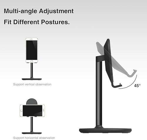 Miniatura 6 de Bright Stone Soporte de teléfono para escritorio, soporte ajustable para teléfono celular para escritorio, compatible con teléfonos de 4 a 12.9