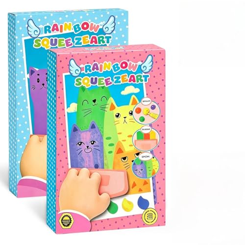 Rainbow Squeeze Art Kit Creative Squeegee Painting Kit Magic Rainbow Scratch Paper Art Set Squeeze Magic Reveal Craft Kits DIY Postcards Scratch Art Party Favors Novelty Birthday Gifts (2 Pack)