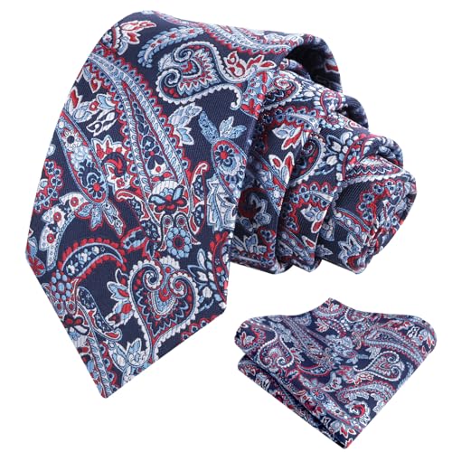 Image of Alizeal Mens 3.15'' Vintage Paisley Tie Pocket Square Set | Elegant Perfect for Banquet Wedding and Party