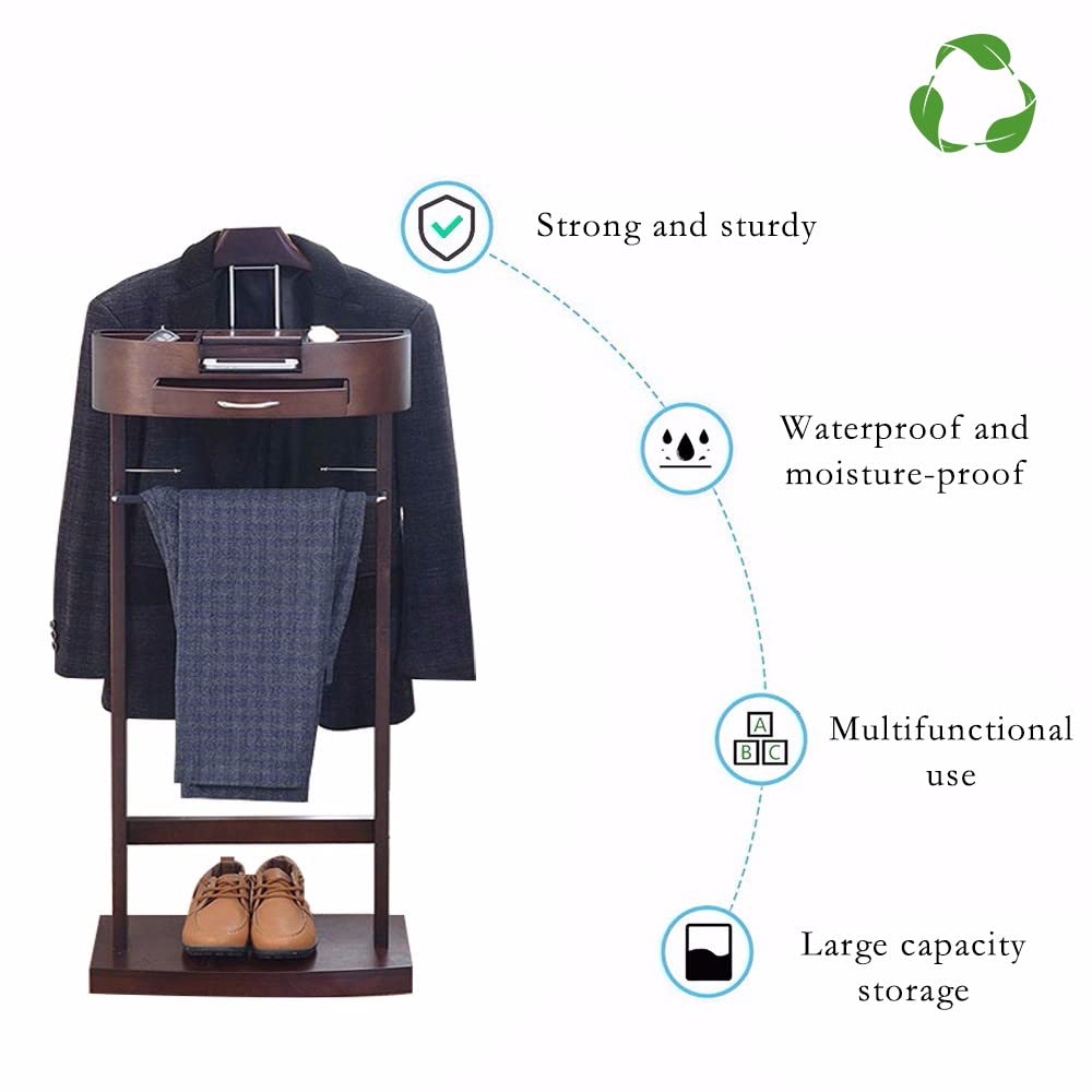 Galán de Noche Moderno Multifuncional con Barra de Pantalones Galán de Noche en Madera Galán de Noche para Trajes y Pantalones para Oficina Sala de Estar Dormitorio