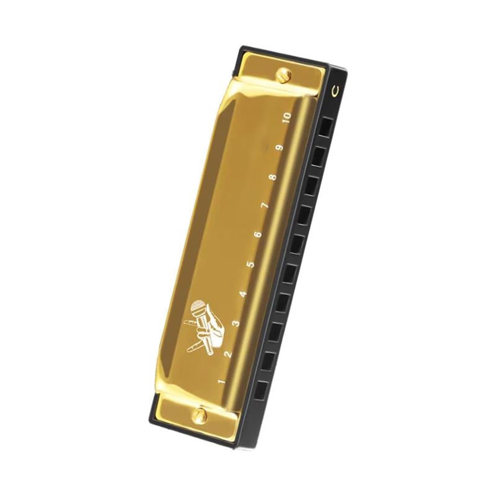 Armonica Professionale Armonica Blues Diatonica Per Principianti Tonalità Di Do 10 Fori Standard H(Gold)