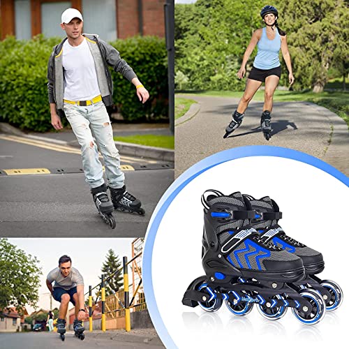 Inline Skates For Adults Men Women, Adjustable Aggressive Durable Roller Blades With Giant Wheels, High Performance Skates For Male Female Blue Size 5 6 7 8 #TOP6