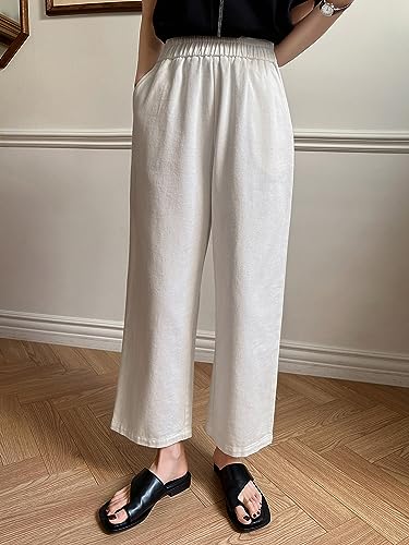 Image of Sugathari Girl's & Women's Denim Cotton Elastic Waist Cropped Straight Ankle Length Wide Leg Casual Baggy Jeans for Women, Trousers Pant for Women (Jeans 239)