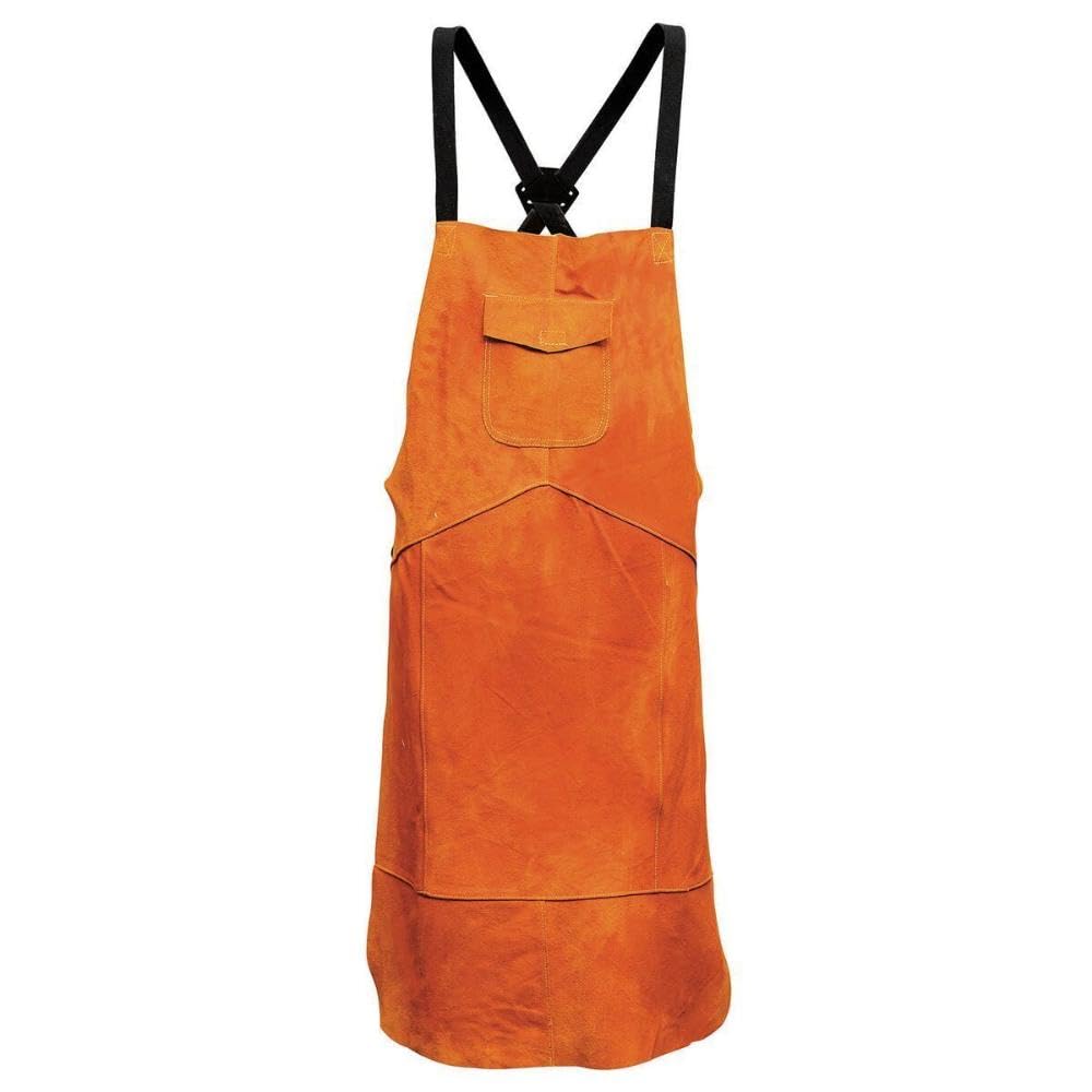 Tablier de soudage en cuir, 70 x 100 cm, taille unique, jaune, résistant à la chaleur, tablier de travail du cuir avec sangles réglables et nuckle à dégagement rapide pour homme et femme