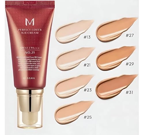 MISSHA - Perfect Cover BB Cream EX SPF42 PA+++ 20 ml | Perfekte Abdeckung | Sonnenschutz LSF 42 | leichte Formel, Farbton Nr. 25 Warm Beige, 10 g