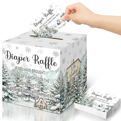 Image of Teling 51 Pieces Diaper Raffle Tickets with Card Box,Cold Style