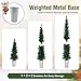 Goplus 3' 4' 5' Pre-Lit Christmas Tree Set of 3, Artificial Slim Pencil Potted Xmas Tree with 230 Warm White LED Lights, Battery Operated, 423 Branch Tips, Metal Bucket, Office Home Decor