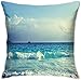 ZCHW Federa Ocean Waves Seychelles Island Beach in Sunset Fodere per Cuscini Fodere per Cuscini in Cotone e Poliestere Carino Federe per Cuscini 45X45CM