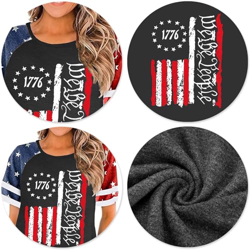 Image of YI XIANG RAN 4th of July Dress Women: American Flag Dresses USA Stars Stripes Shirt Patriotic Tshirt Summer Sundress