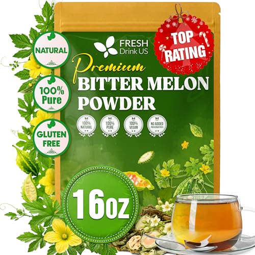 Image of FreshDrinkUS, Premium 16oz Bitter Melon Powder, 100% Natural & Pure, Herbal Tea, Daily Infusion Botanical, No Sugar, No Caffeine, No Gluten, Vegan. Rich in Antioxidants