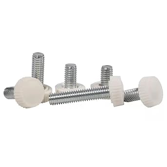M4x6mm Male Thread Thumb Screw Knobs,Grip Thumb Screw,Threaded Knurled Knobs Grip,Round Head Clamping Knobs (20 Pcs White