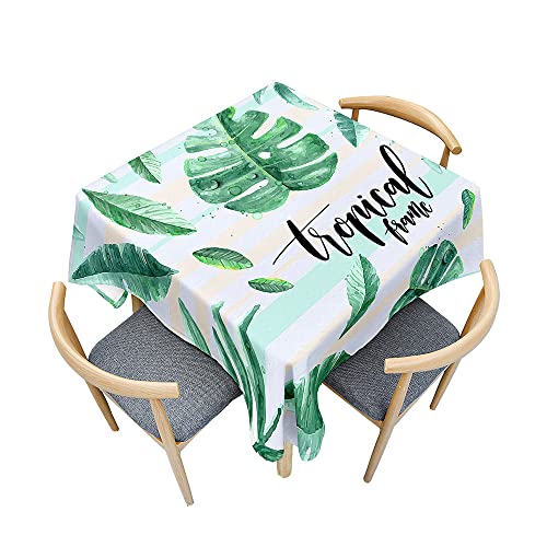 Treer Impresión de Plantas Verde Mantel Antimanchas, Mantel Efecto Loto, Lavable Manteles de Mesa, Cuadrada Protector Mesa Comedor para Decoración Hogar Cocina Comedor Jardín (Monstera,140x140cm)