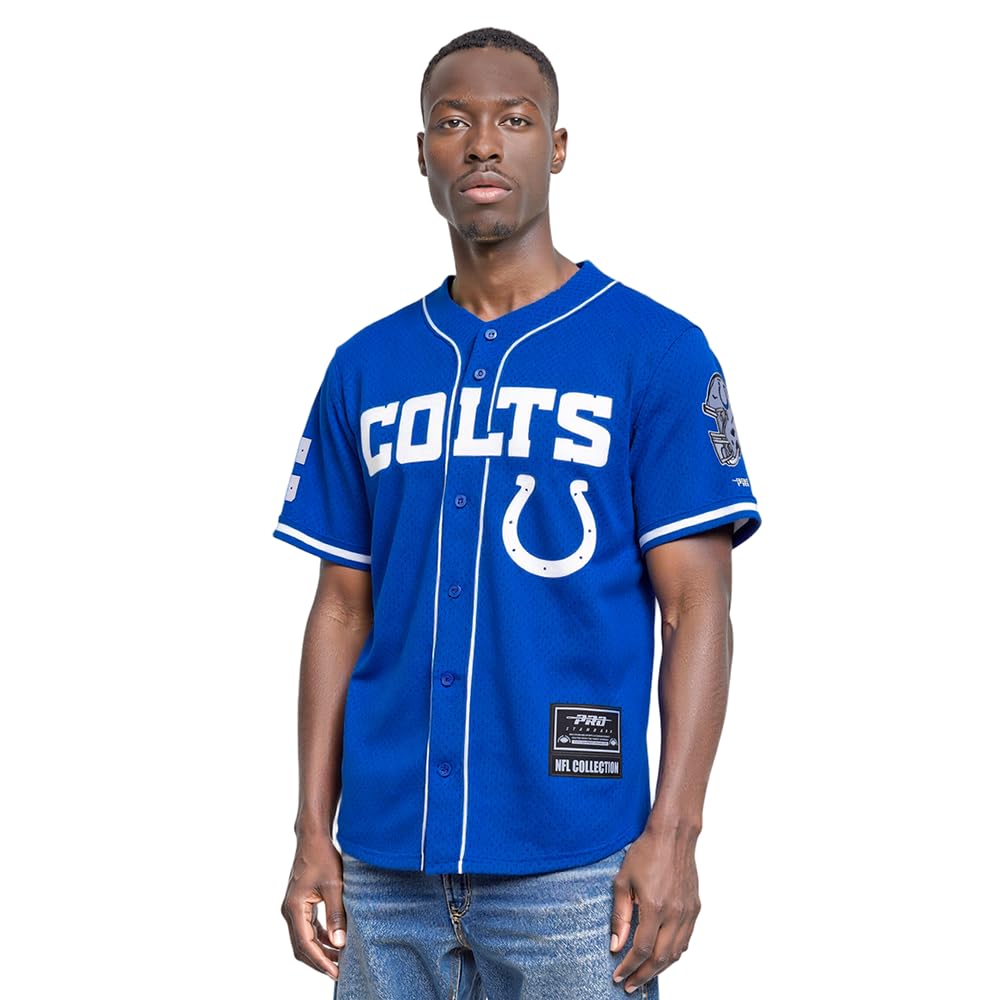 Pro Standard Mens NFL Indianapolis Colts Mesh Button Down Top Royal Blue L