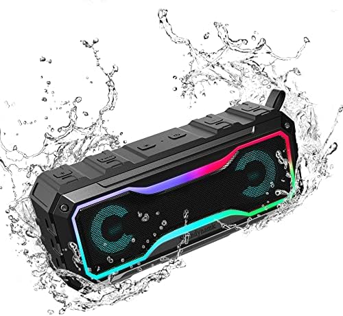 soundynamic Twinkle Portable Bluetooth Speaker, Wireless Speaker with RGB LED Light, IPX7 Waterproof, TWS, Stereo Sound, Stronger Bass, APP Control, Bluetooth 5.0 for Party Beach Outdoor - Black