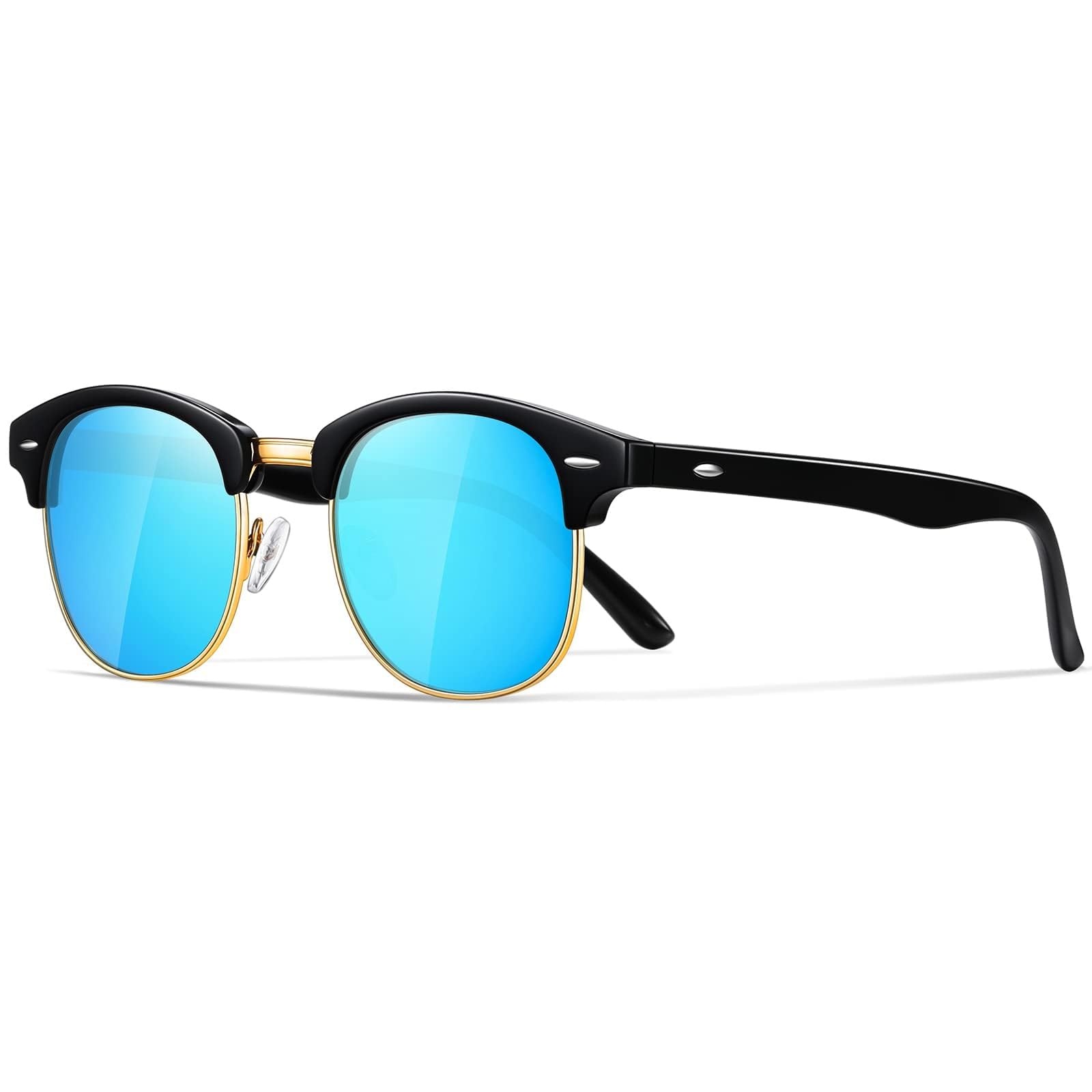 Occhsouo Polarisierte-Halbrahmen-Sonnenbrille-Unisex-Sonnenbrille-Herren-Damen Klassische Retro UV400 Schutz Rechteckig Sonnen brille Metallrahmen Autofahren Reisen