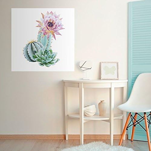 Walls By Me - Peel and Stick Poster Print Pink and Green Floral Wall Art 9871-12in x 12in (31x31cm) -, Repositionable and Removable - Unframed