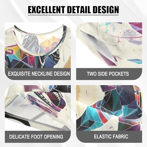 ALAZA Ice Hockey Player Stylish Pajamas Set Short Sleeve Cotton Sleepwear Summer Pjs 2 Piece 5-14Y4