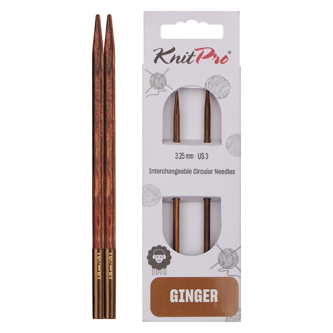 KnitPro Ginger Interchangeable Circular Needles 4" (10cm) | 3.25mm