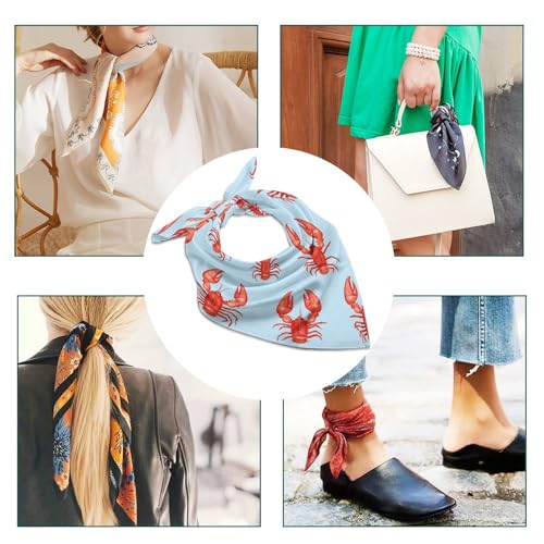 Red Cute Lobster Womens Hair Bandanas Silk Kerchief Square Scarf Lightweight Satin Scarf Ornament 18"x18"4