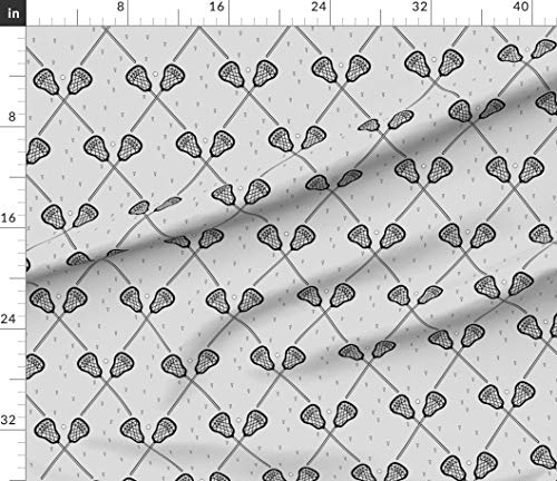 Spoonflower Fabric - Lacrosse Gray Sport Racket Ball Sports Athletic Abstract Printed on Petal Signature Cotton Fabric by The Yard - Sewing Quilting Apparel Crafts Decor