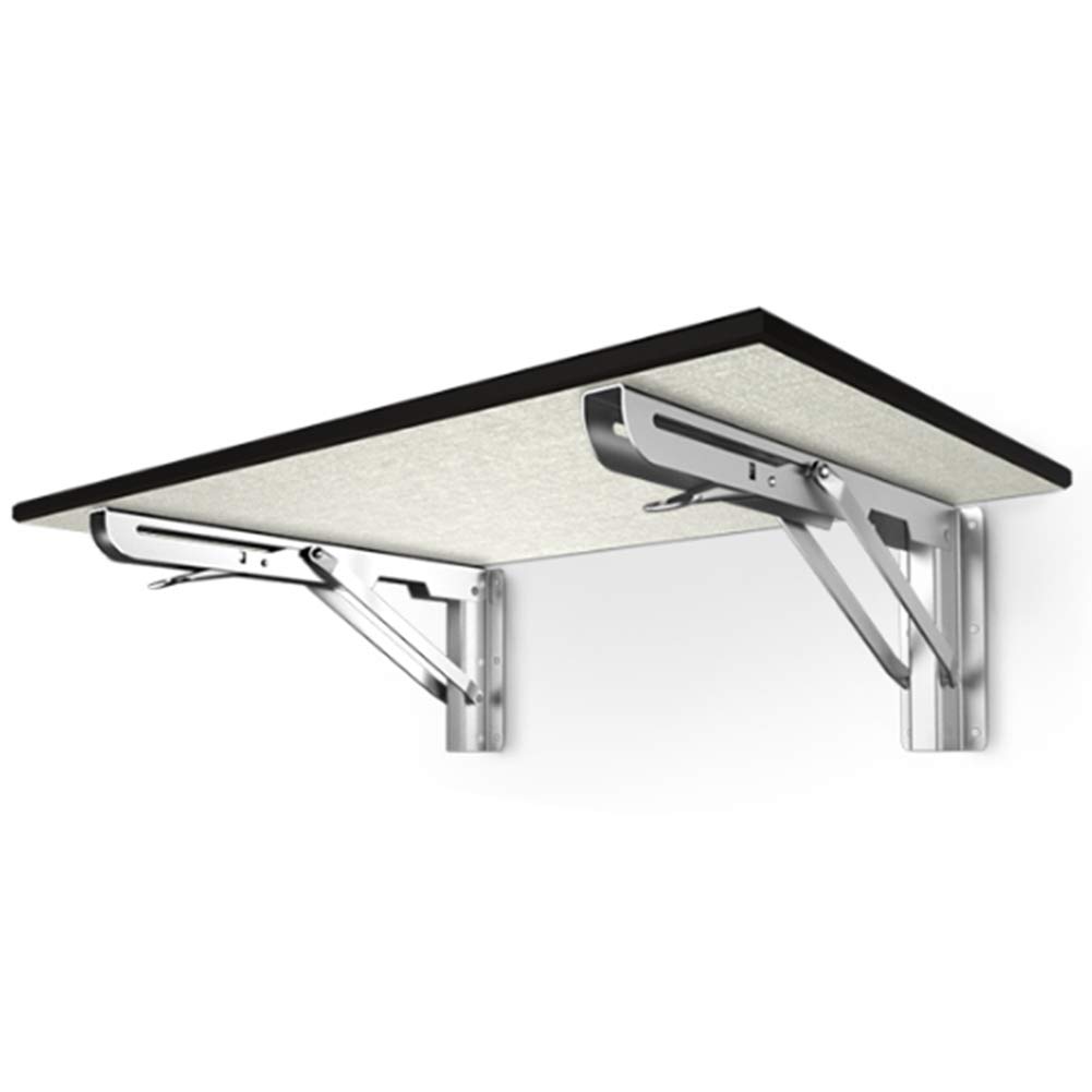 Escuadras para Estanterías Soportes, Soportes de Estante Plegables Plateados - Montaje en Pared Resistente de 196 mm para Ahorrar Espacio