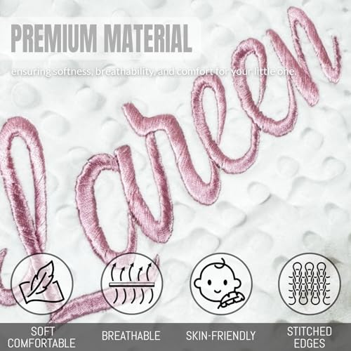 Image of Ubjva Personalized Baby Blanket with Custom Name Embroidered Knitted Blanket Gifts for Newborn Toddler Girl Boy