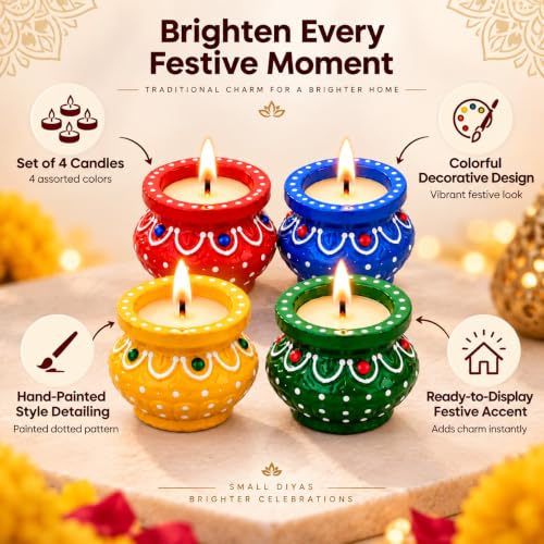 Image of Decorative Matki Diya Candle Holders Set of 2