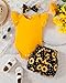 PaPaai Sara Baby Girl Clothes 1 Year Old Girl Gifts 6-12 Month Girls Clothes Baby Girls Summer Outfit Ruffle Sleeve Romper Sunflower Short Matching Cute Headband