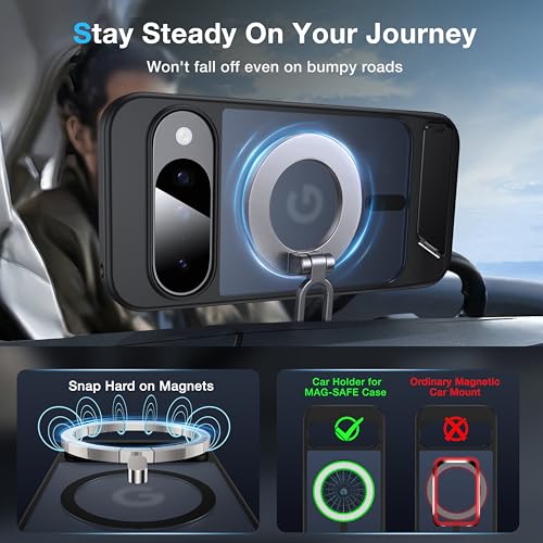 Image of for Google Pixel 10 Case /Pixel 10 Pro Case with MagSafe[Invisible Kickstand][Charge While Standing][Military Shockproof] Translucent Matte Soft Silicone Bumper Pixel 10 /10 Pro Phone Case,Black