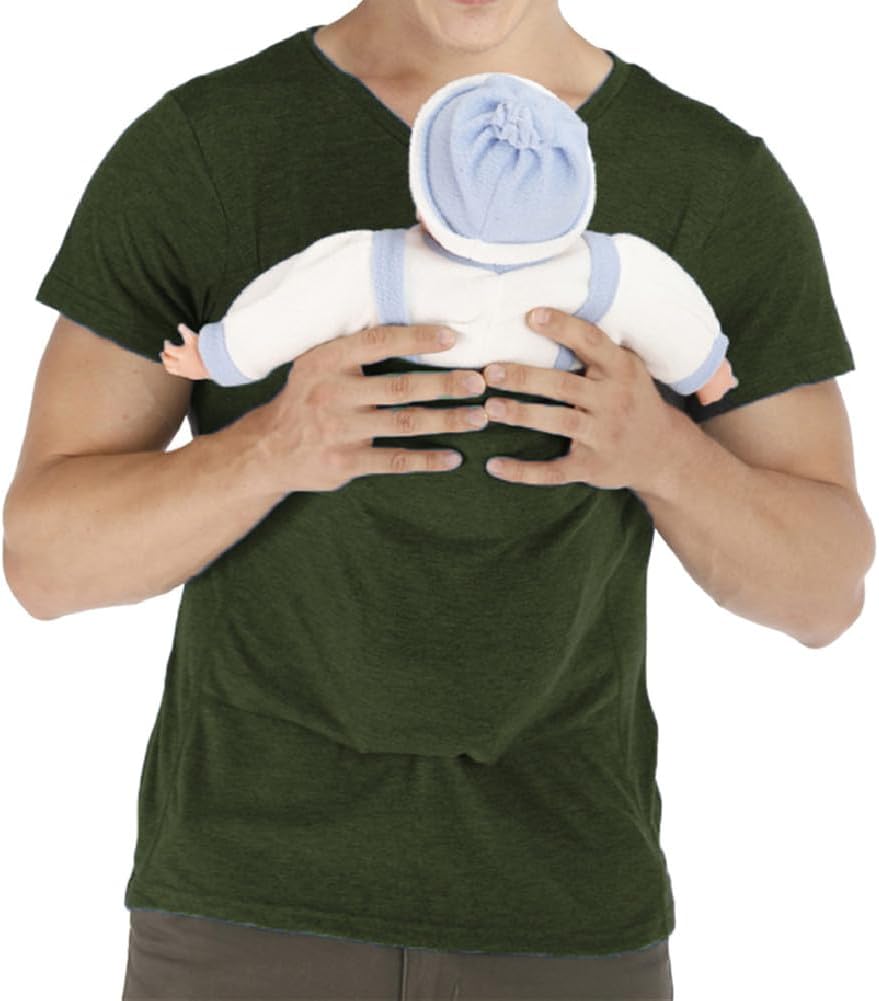 Men's Baby Carrier Soothe V Neck Short Sleeve Kangaroo T Shirt