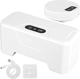 Caffney Automatic Toilet Flusher Touchless Toilet Flush Kit with Emitter Hands Free Toilet Flushing Kit USB Rechargeable Induction Toilet Flusher IPX5 Waterproof Toilet Flusher for Home Toilet