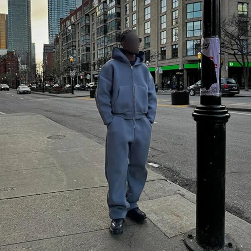 Mens 2 Piece Hoodie Set Long Sleeve Pullover Sweatshirt Elastic Waist Drawstring Sweatpants Outfits Set for Men3