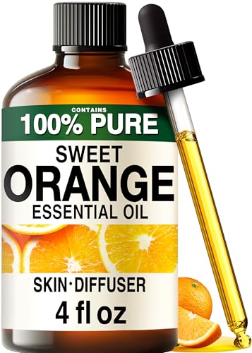 Image of 100% Pure Orange Oil - 4 Fl Oz Orange Essential Oil for Hair, Skin, Diffuser, Aromatherapy & DIY Soap Making Scent