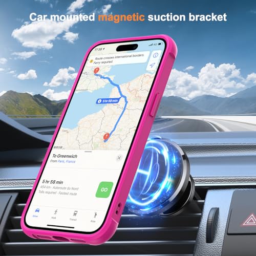 SKYLMW Compatible with iPhone 12 Pro Max Case & iPhone 13 Pro Max Case with Invisible Magnetic O-Ring Stand Translucent Phone Cases 6.7" [Compatible with Mag-Safe][Great Grip Feeling], Rose by SKYLMW - Used condition - Image 4