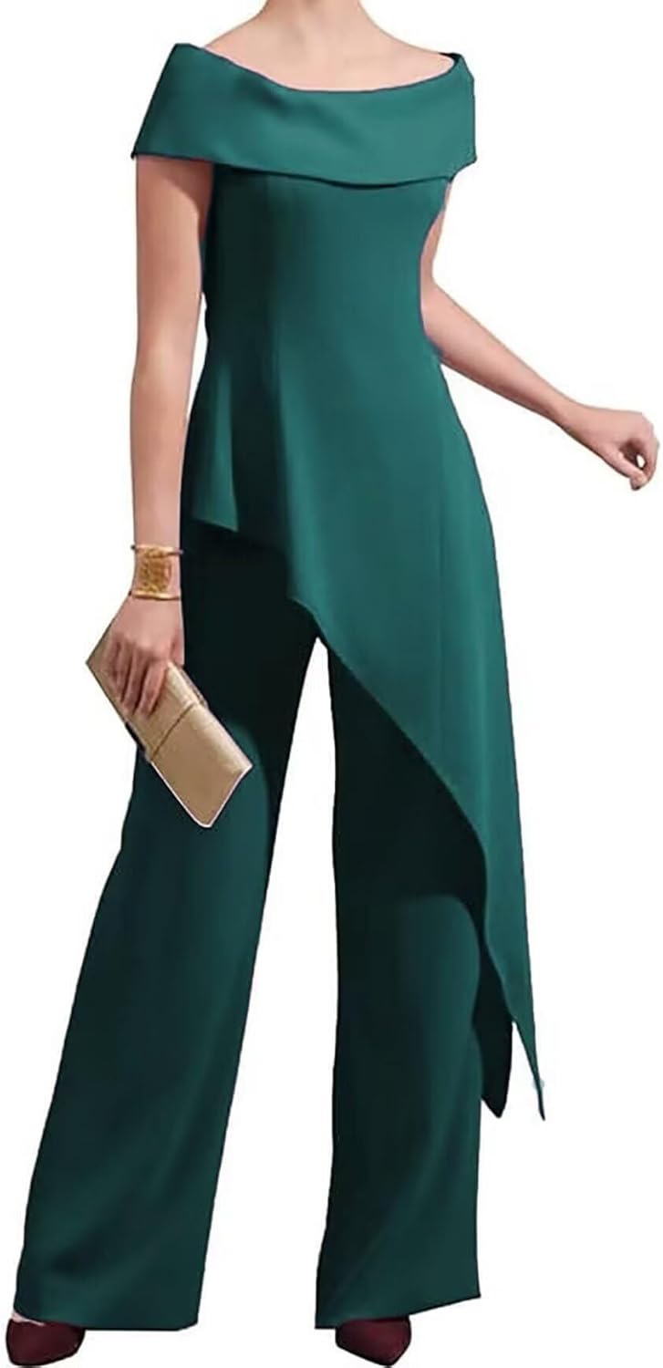 Pant Suits for Women Dressy Mother of The Bride Pants Suits 2 Pieces Chiffon Pantsuits Formal Outfits Jumpsuits
