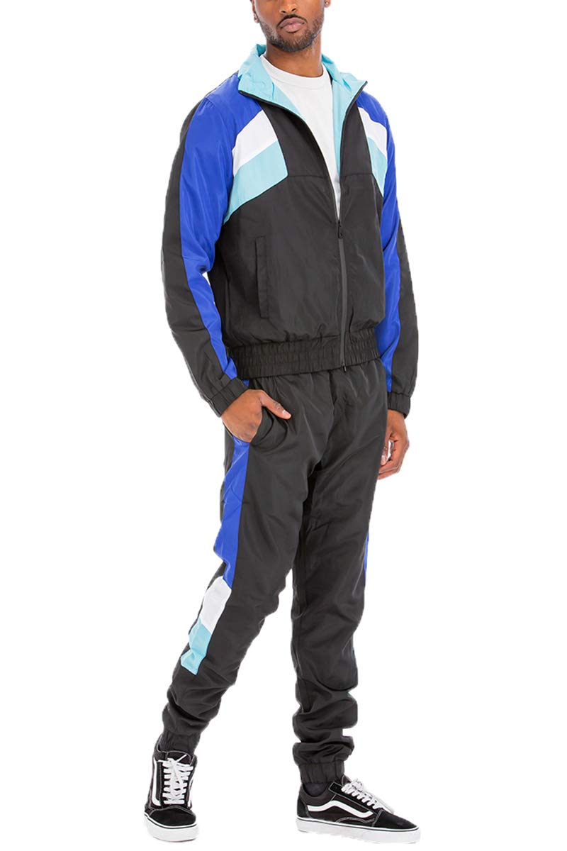Weiv Men's Activewear Full Zip Windbreaker Tracksuit Sports Set Casual Sweat Suit