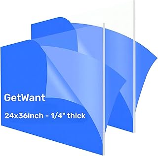 24"x36" Clear Cast Acrylic Plexiglass Sheets 1/4 inch Thick Lucite Board & Panel - 2 Qty Ideal for Replacement Window,Display Case,Shelves,Protective Barrier,Signage,Engraving,Craft,Lighting,Fish Tank