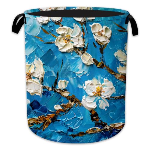 Image of Retro Apricot Blossom Laundry Hamper, Laundry Baskets, Waterproof Oxford Cloth for Room /Bathroom /Bedroom /Dormitories 16x20.8 Inch