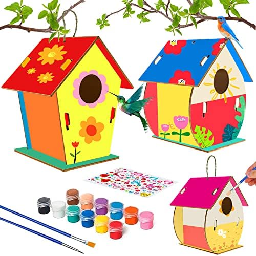 Crafts for Kids 3-5 6-8 DIY Wooden Bird House Kit – Arts and Crafts for Toddlers Kids to Build and Paint – Creative Activities, Toys, Gifts, Party Favors for Boys and Girls Ages 3 4 5 6 7 8