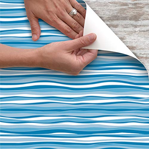 Con-Tact Brand Creative Covering, Self-Adhesive Shelf Liner, Multi-Purpose Vinyl Drawer Liner, Easy to Use and Apply, 18'' X 9', Wave Marina - Image 2