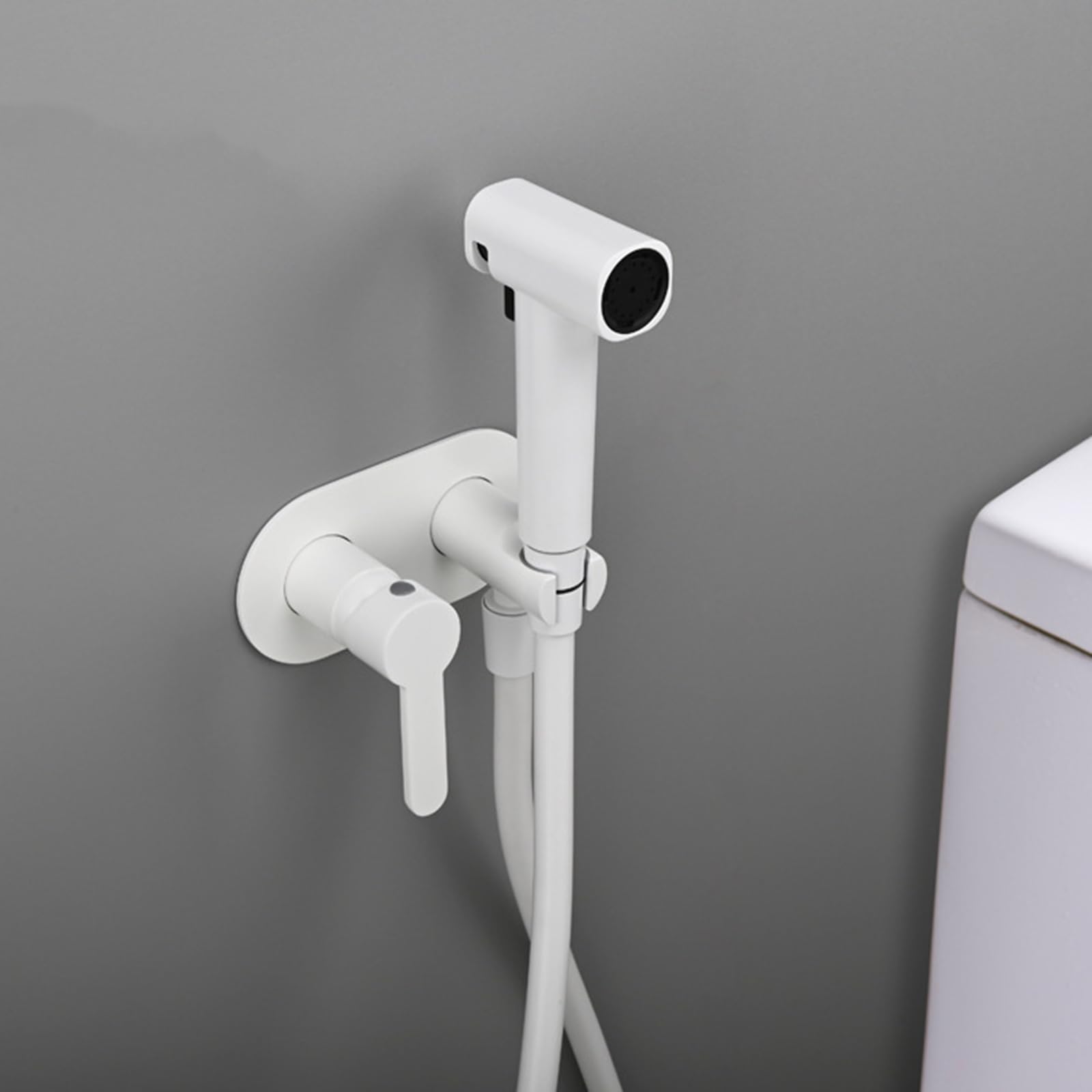 Grifo Bidet para Wc Empotrado Ducha Higienica para Wc Agua Fria Y Caliente Modo Dual,Blanco