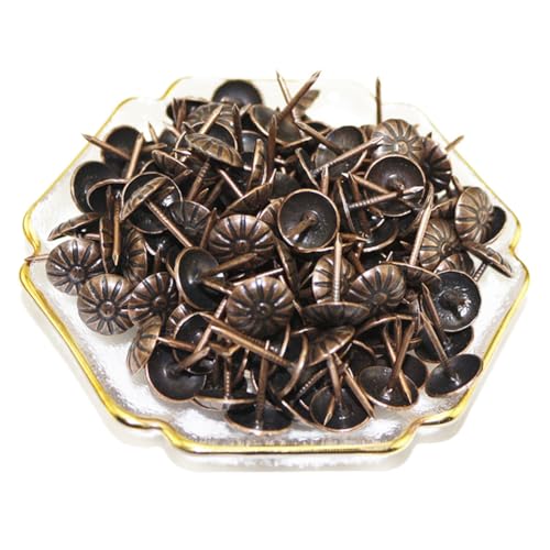100 tachuelas para tapicería, latón vintage, decoración para muebles, tachuelas para el pulgar, chinchetas para sofá, silla, cama, estilo antiguo