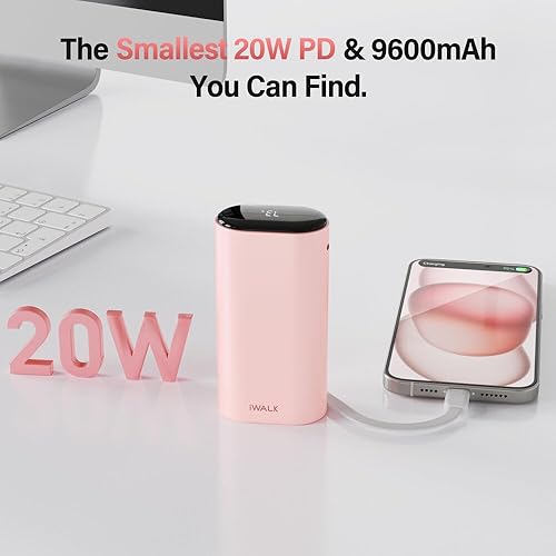 Miniatura 3 de iWALK Cargador portátil de carga rápida  9600mAh 20W PD Power Bank con cable USB-C integrado, batería externa para iPhone 1515 Plus15 Pro15 Pro Max,